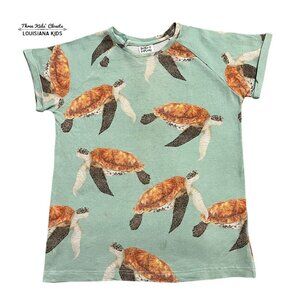 Born To Explore Sz 128/134 (8-9Y) Organic Sea Turtles Shirt